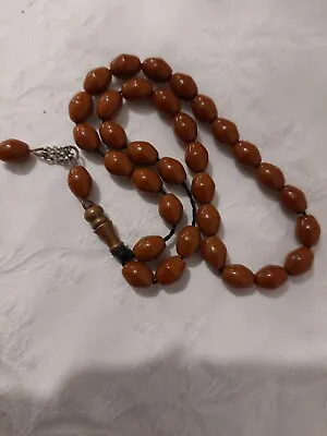 Vintage 33+1 Bakelite Era Brown Beads Prayer Beads Glace Beads • $19