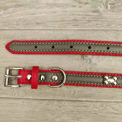 Rosewood Wag 'n' Walk Stylish Red Silver Dog Collar 40-52cm • £6.99