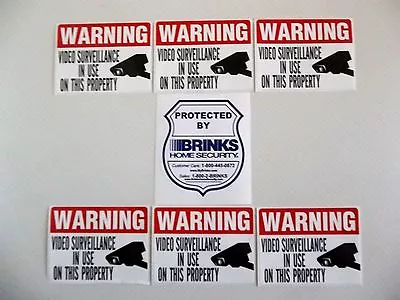 Home Store Brinks Adt Security Alarm Warning+security Camera Stickers Sign Lot • $9.75