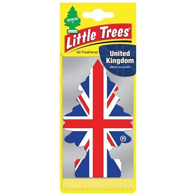 Little Magic Tree Hanging 2D Union Jack Black Ice Car Air Freshener Van Scent • £2.10