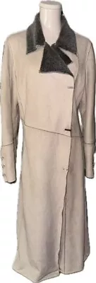 Vintage 90s Versace Sport Beige Microfiber Suede Faux Fur Lined Coat Size 44 • $500