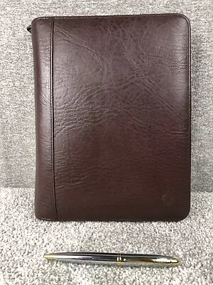 Franklin Covey 7-ring Planner Binder Full Grain Pebbled Leather Pen Zipper  MED • $49.99