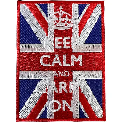 £2.79 • Buy KEEP CALM AND CARRY ON Patch Union Jack UK Flag Iron On Sew On Embroidered Badge