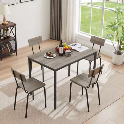 5Pcs Dining Set Kitchen Room Table Set Dining Table & 4 ChairsIndustrial Style • $259.93