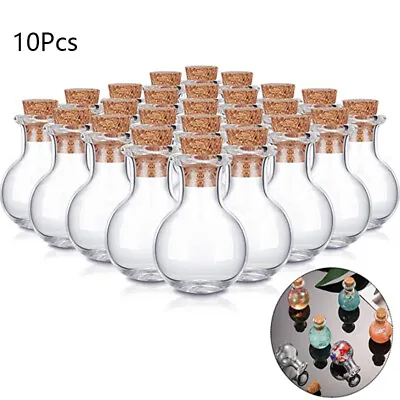 10x Small Glass Bottles Miniature Potion Bottle Mini Cork Glass Vials Weddih`uk • £3.88