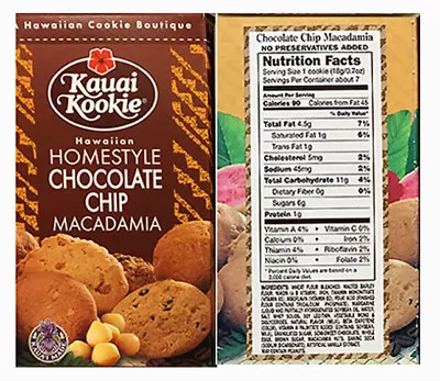 KAUAI KOOKIES Chocolate Chip Cookies 5oz Box Made In Hawaii Always Fresh NIB • $8.99