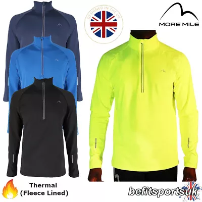 Mens Thermal Long Sleeve Running Zip Top More Mile Alaska Winter Hi Viz Cycling • £17.95