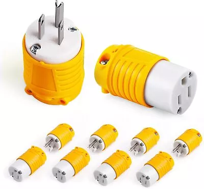10pc 15A Male & Female Extension Cord Ends Electrical Replacement Connector Plug • $30.69