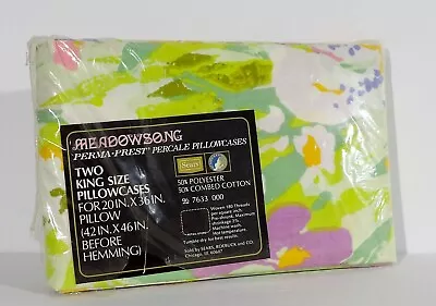 Vintage Sears MEADOWSONG King Size Percale Pillowcases Pair NEW Package Wear • $34.99