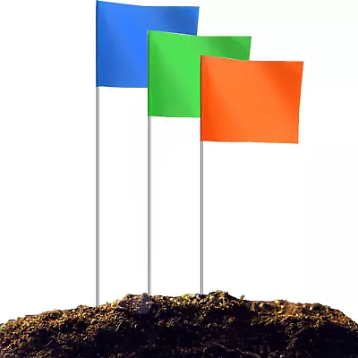 100Pack Marking Flags Orange&Green&Blue Marker Flags For Lawn 15X4X5 Inch Lan • $14.70