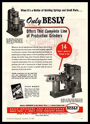 1949 Charles H. Besly Chicago Vertical & Double Spindle Grinder Vintage Print Ad • $14.95