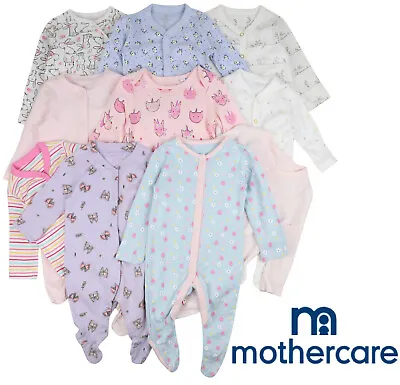 BABY GIRLS SLEEPSUITS 3 PACK MOTHERCARE BABYGROWS TinyBaby - 36 Months BRAND NEW • £9.95