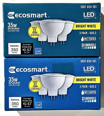 2 Packs Of 3 Ecosmart Bright White LED Bulbs 1001 654 101 Dimmable • $21.99