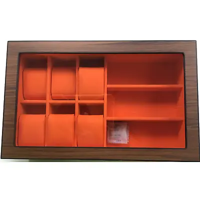 Men's Wood Watch Box Organizer With Valet Drawer 2-Layer Case Real Glass • $69.99