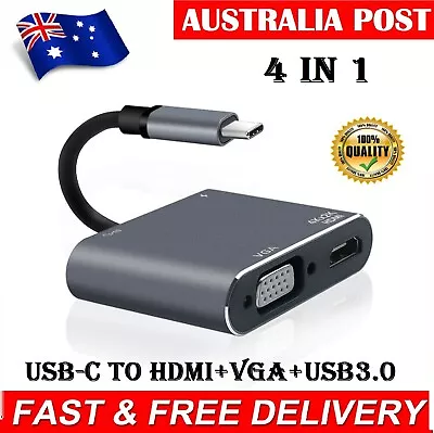 4 In 1 USB Type-C To HDMI + VGA Port USB 3.0 HUB Adapter Converter For Laptop TV • $36.99