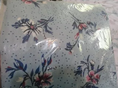 New VTG Dolly Madison USA Blue Rose Floral Furniture Throw Cover 90  X 70  • $24.99