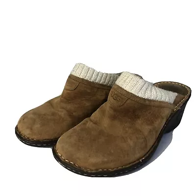 UGG Australia Woman Gael Wedge Mule Chestnut Suede Rib Knit Clog Sz 8 Style 1934 • $21.99