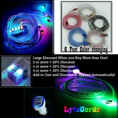 LED Light Up Multicolor Rainbow Charging Charger Cable Cord - All Phone Models • $6.99