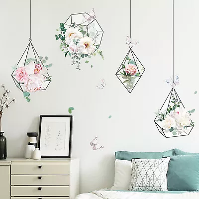 Wall Stickers Fresh Flower Hanging Basket Pendant Playing Bedroom Living Room • £5.82