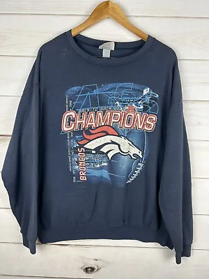 Vintage CSA Denver Broncos Champions Sweatshirt Adult XL Blue USA • $17.99