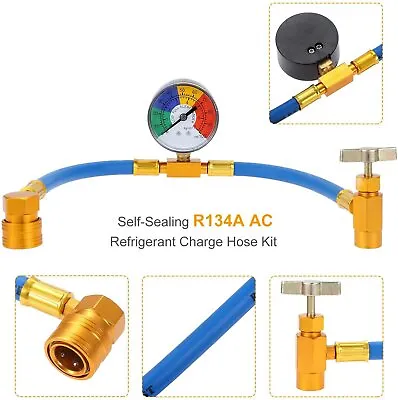 R134a Charging Hose With Gauge R12/R22 To R134A Adapter Oil Detection Cotton • $20.78