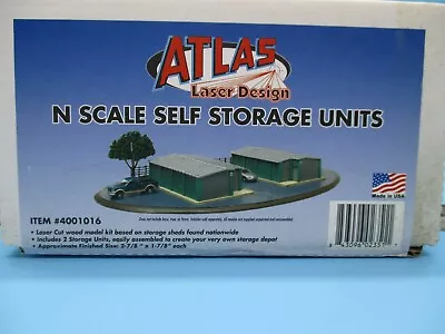 Atlas N Scale Structure Kit -  Self Storage Units (2) - Laser Cut Wood Model Kit • $32.95