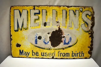 Vintage Porcelain Enamel Sign Mellin's Food Double Sided Flange England Adverti  • $303.42