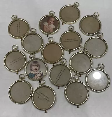 Lot Of 16 Vintage Mini Circle Picture Frames/link Frames Gold Brass • $15