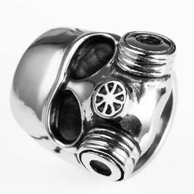 Men Polished 316L Stainless Steel Big Gas Mask Skull Punk Gothic Biker Ring 7-14 • $6.50