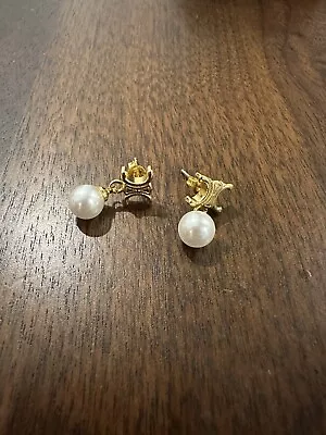 Celine Logo Vintage Pearl Earrings Gold • $49.90