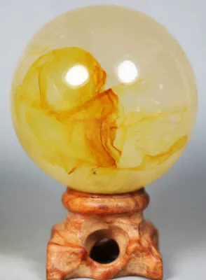 NATURAL Yellow PHANTOM MULTI-INCLUSIONS Rainbow CRYSTAL Polishing Sphere Ball • $19.99