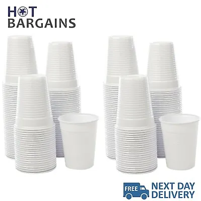 Plastic Cups Disposable 7oz Plastic Cups White Plastic Drinking Cups Sealed Pack • £3.95