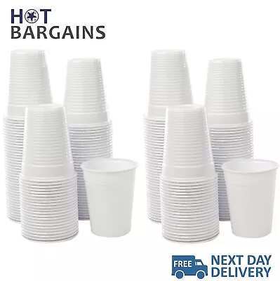 Plastic Cups Disposable 7oz Reusable Plastic Cups White Plastic Drinking Cups UK • £3.95