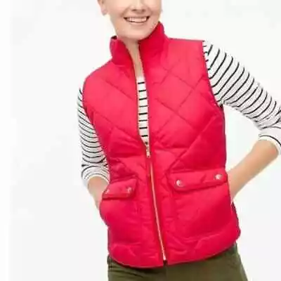 NWT J. Crew Factory Quilted Puffer Vest Women's XL Red With Snap Pockets $89 • $29.99