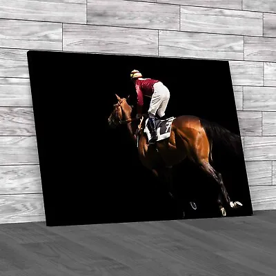 Jockey Riding Horse #7 Epic Equestrian Performance Canvas Print Large Picture • £14.95