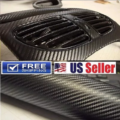 $12.99 • Buy 4D Premium Glossy Carbon Fiber Vinyl Wrap Film Sticker   BUBBLE FREE   12 X60 