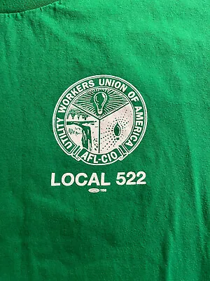 AFL CIO Local 522 Utility Workers Of America Union T Shirt Green 3x Heavy Cotton • $14