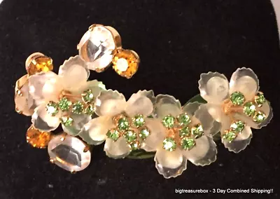 Vintage Brooch Pin SIGNED VENDOME Rhinestone Flower Gold Tone Jewelry Lot Y • $7.50