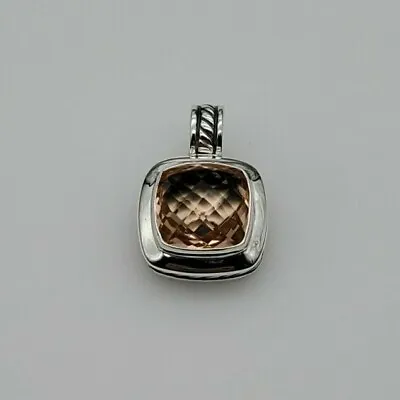 David Yurman Sterling Silver 925 Albion Pendant With Morganite 11mm • $149