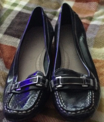 £9.99 • Buy ✿●⊱Ƹ̵̡Ӝ̵̨̄Ʒ⊰● M&S Footglove Loafer Shoes Size 6 Wide Navy Patent ●⊱Ƹ̵̡Ӝ̵̨̄Ʒ⊰●✿