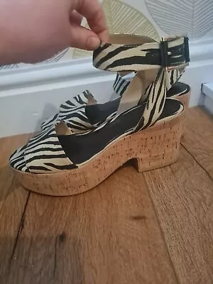 H&M Zebra Print Cork Platform Shoe Summer Size 5 New  • £14.99