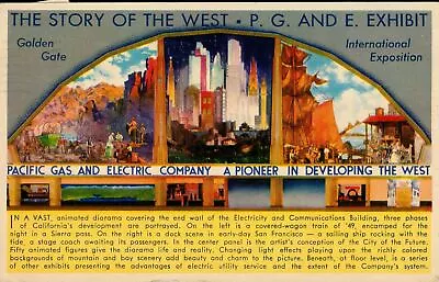 Vintage Linen Postcard 1940 Golden Gate International Expo Pacific Gas Electric • $3.99