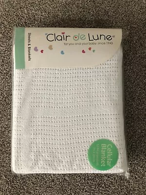 £4 • Buy Brand New Clair De Lune White Baby Cellular Blanket - 70x90cm - Pram/Crib