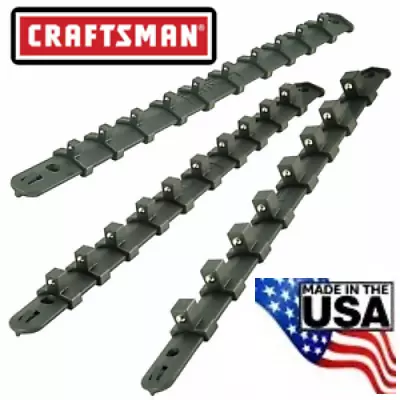 3pc CRAFTSMAN SOCKET HOLDER RAILS RACKS 1/4 3/8  1/2  MOUNTABLE USA MADE BLACK • $19.99