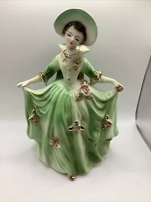 Vintage Ceramic Lady In Green Dress  -  Japan • $10