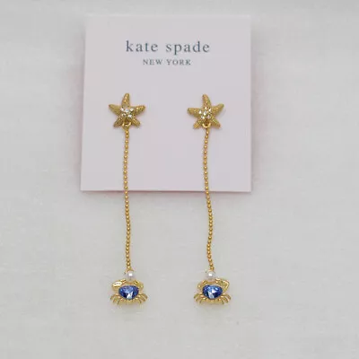 Kate Spade Jewelry Gold Plated Cute Crab Starfish Liner Drop Dangle Hoop Earring • $16.99