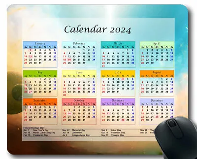 Gaming Mouse Pad 2024 Year Calendar With HolidayGlare Gentle Light Circles Mat • $8.99