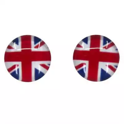 Union Jack Flag 8mm 12mm Round Magnetic Stud Earrings Jubilee Non Pierced Ear • £3.51
