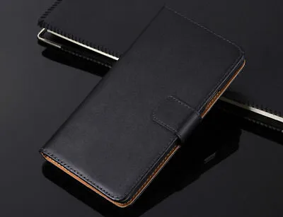 UK Luxury Black Real Leather Stand Case With Card Slot For HUAWEI MOBILE • £4.85