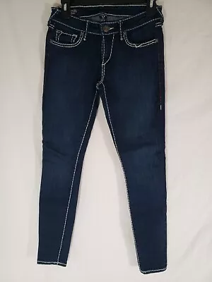 TRUE RELIGION Women's Dark Wash Blue Jeans CASEY Low Rise Super Skinny Size 26 • $19.99